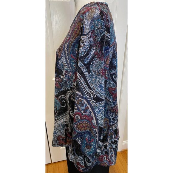 Vtg BonWorth Womens Shimmery Paisley Tunic Top Size XL Dark Fairy Indie NYE Glam - Picture 12 of 13